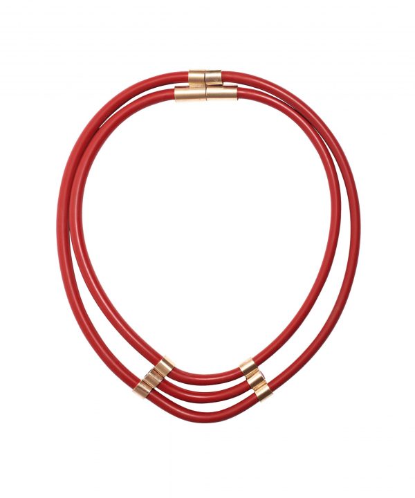 iloni - brass necklace ripple - red - Shopfox