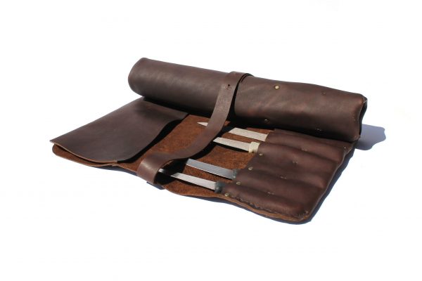 Major John Leather Knife Roll-up Bag - brown - Shopfox