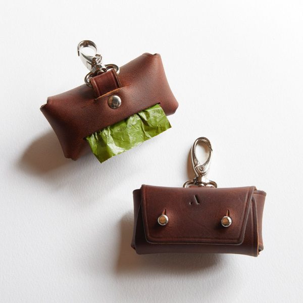 acorn leather poo bag holder with bags - Shopfox