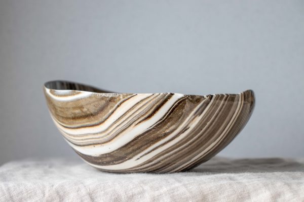 John Bauer Art Lace as pure as Snow handmade ceramic bowl - front view - Shopfox