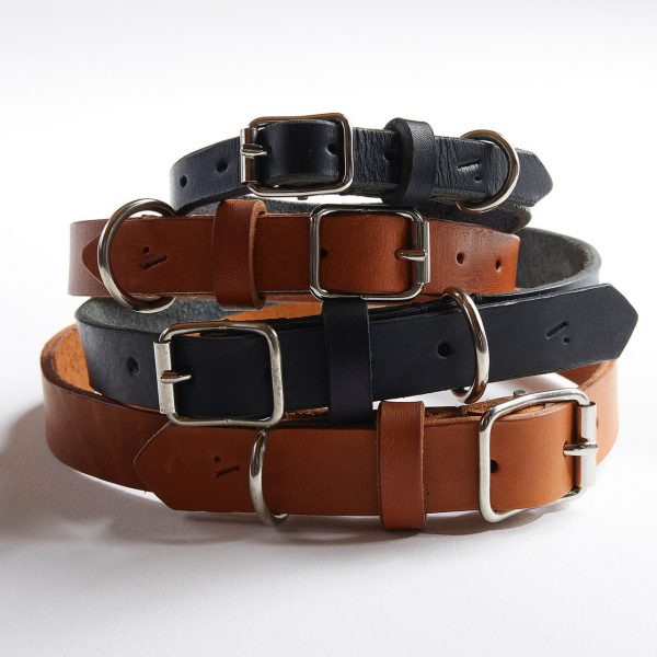 acorn leather dog collar - tan and black - Shopfox
