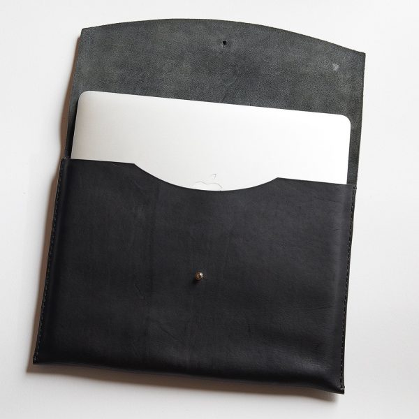 acorn leather laptop sleeve black Shopfox