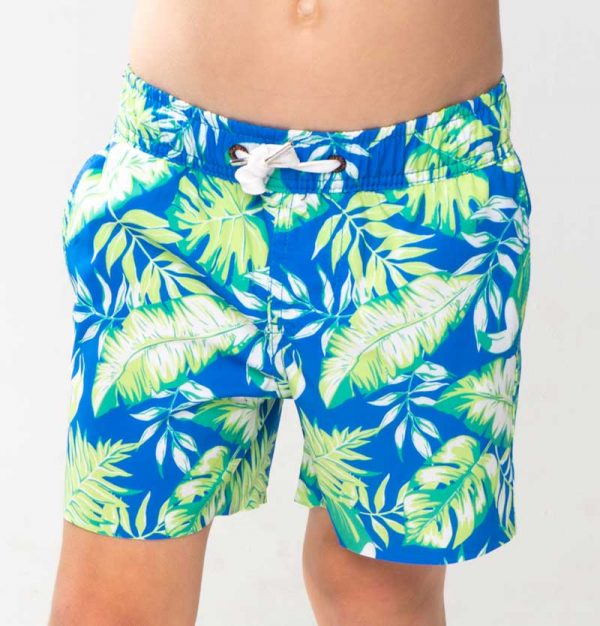 Kiddies Swim Shorts – Toucan Blue & Lime - front - Shopfox