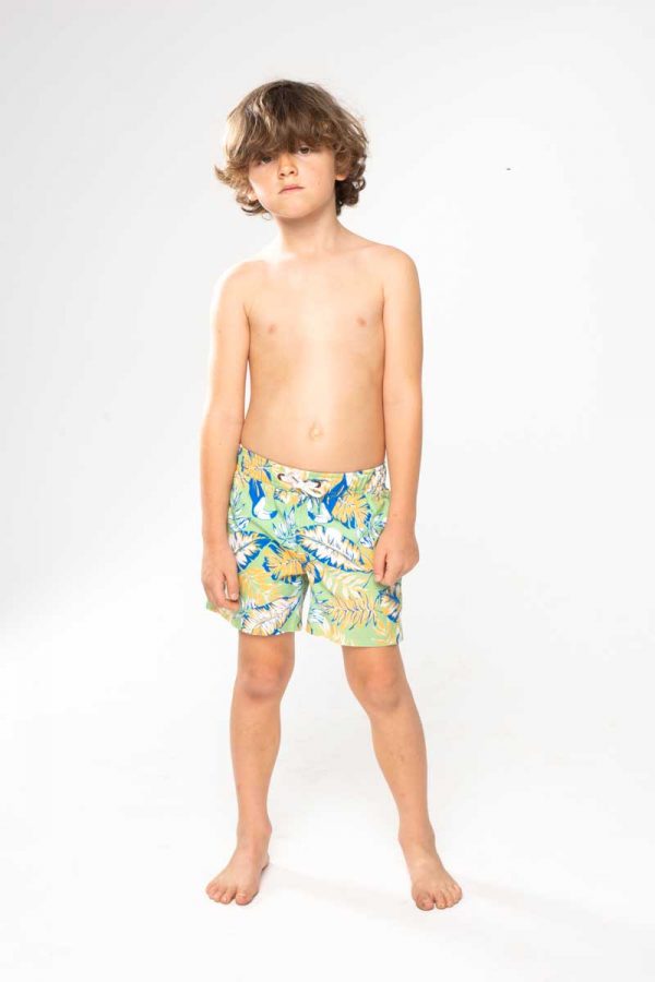 GiLo Lifestyle Kiddies Toucan Orange & Sage Swim Shorts - front - Shopfox