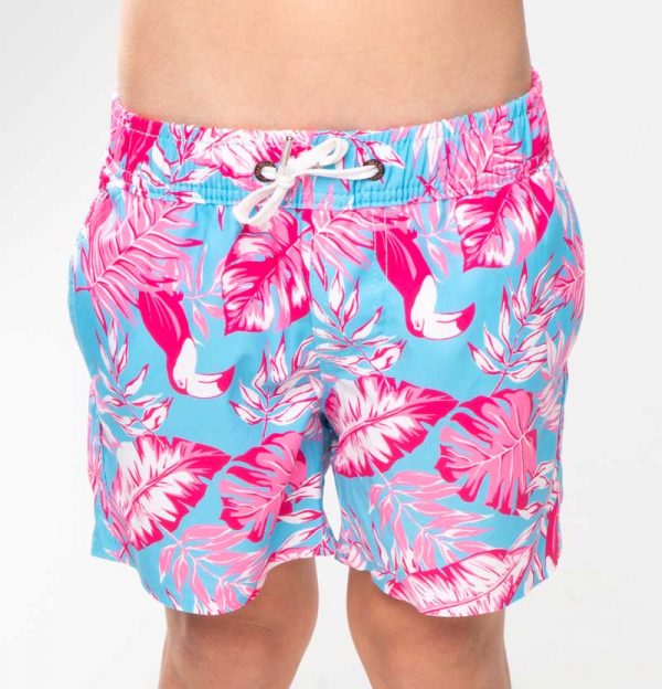 GiLo Lifestyle Kiddies Toucan Pink & Sky Swim Shorts - front - Shopfox