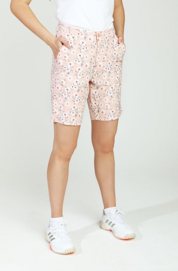 GiLo Lifestyle Ladies Peach Daisy Hybrid Golf Shorts - Shopfox