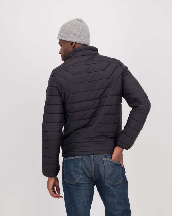 GiLo Lifestyle Mens Dark Charcoal Short Puffer Jacket back - Shopfox