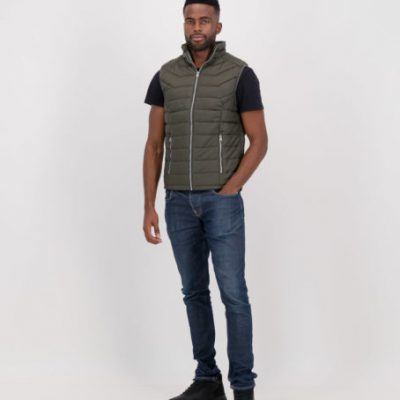 GiLo Lifestyle Mens Wild Olive Green Sleeveless Puffer Jacket - 3 - Shopfox