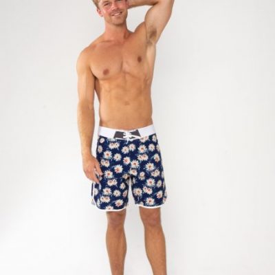 GiLo Lifestyle - Retro Board Shorts Navy Daisy - Shopfox