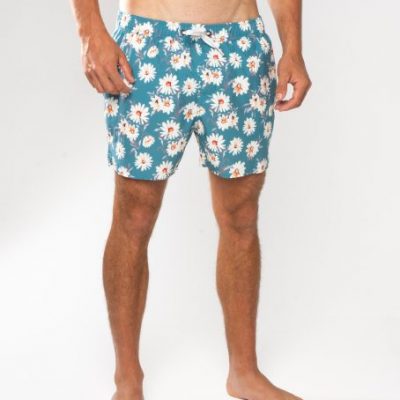 GiLo Lifestyle Mens Soft Forest Green Daisy Swim Shorts - front - Shopfox