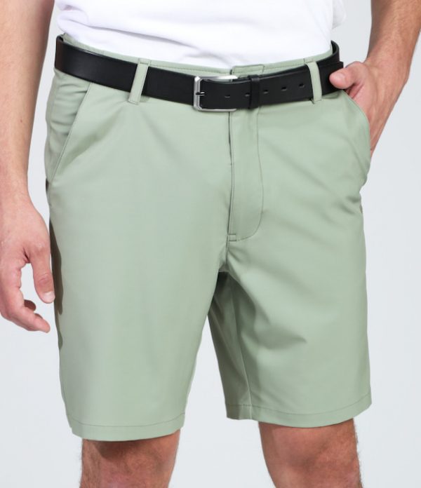 GiLo Lifestyle Mens Sage Green Hybrid Golf Shorts front - Shopfox