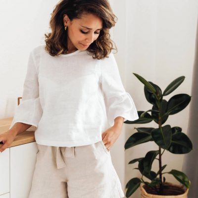 hōm - Willow Bell Sleeve Linen Top - Shopfox