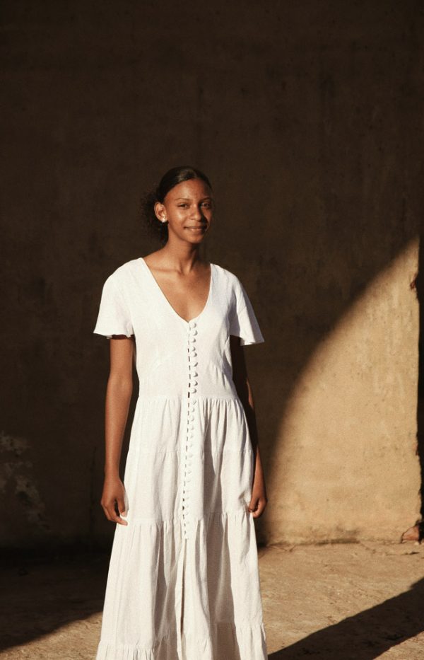 Dawn to Dusk Collections - Ananda Dress Short Sleeve - White - Shopfox