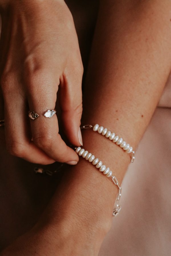 Maiden Stone - Stacked Pearl bracelet - sterling silver - Shopfox