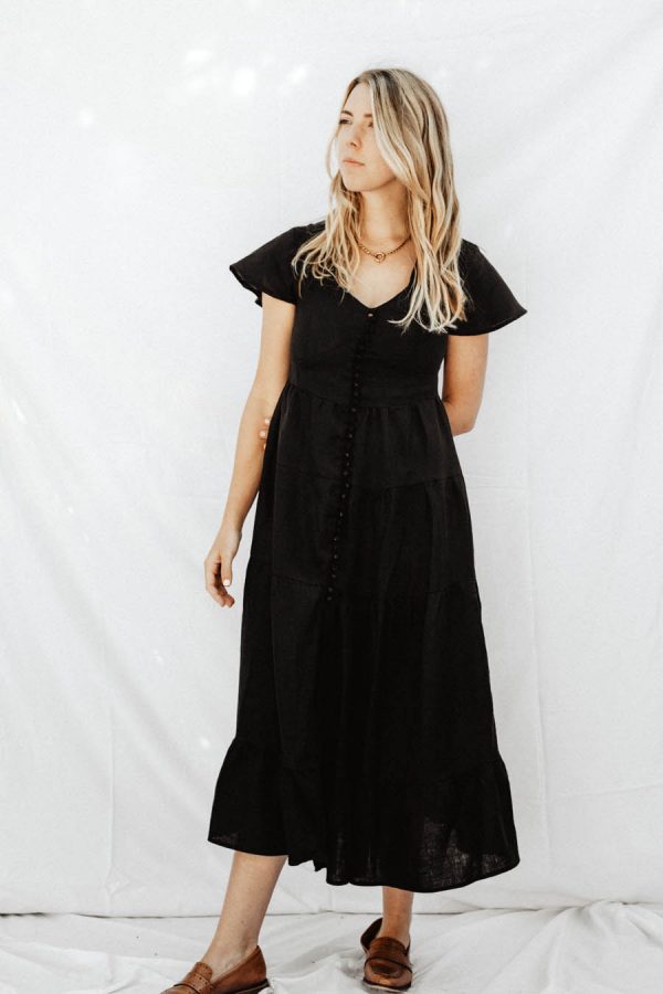 Dawn to Dusk Collections - Ananda Dress Short Sleeve - Black - Shopfox