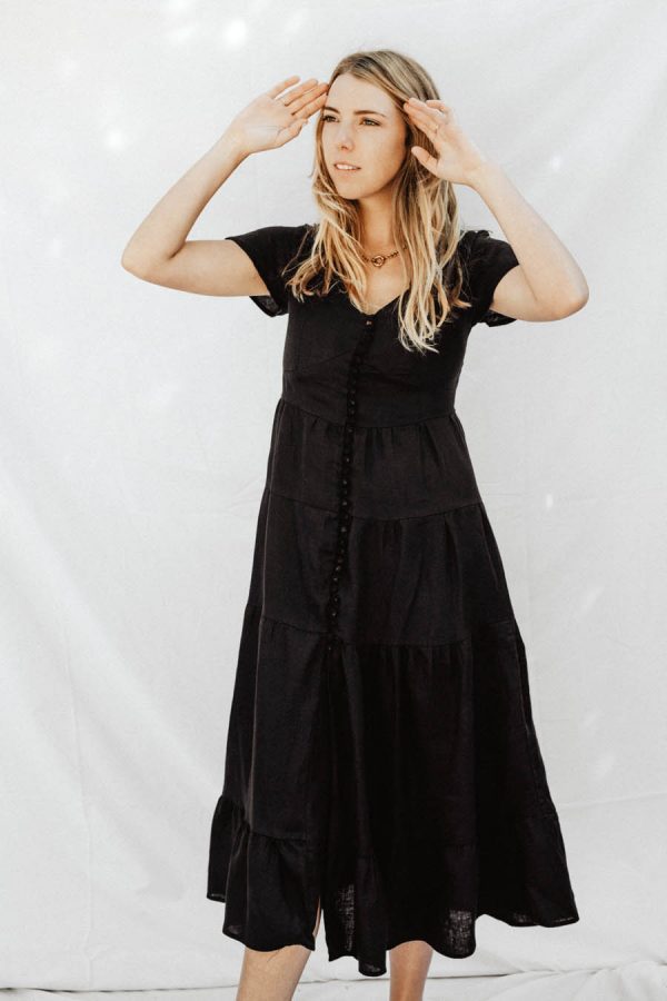 Dawn to Dusk Collections - Ananda Dress Short Sleeve - Black - Large - Shopfox