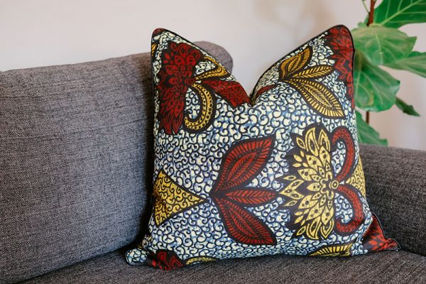 African-inspired scatter cushion cover using Ankara fabric by Skatush