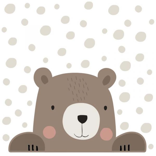 Stickit Designs - Peeking Bear and Dots Wall Stickers- Shopfox