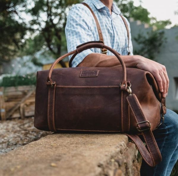 Wanderer Handcrafted Leather - Livingstone Travel Bag - Antique Brown - Shopfox