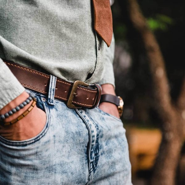 Wanderer Handcrafted Leather - Mens Leather Belt - Oak - Shopfox