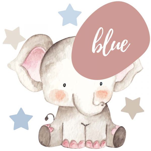 Stickit Designs - Blue Elephant and Stars Wall Stickers - Shopfox