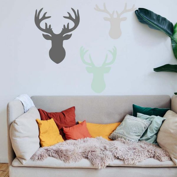 Mint Stickit Designs - Deer Heads Wall Stickers - Shopfox