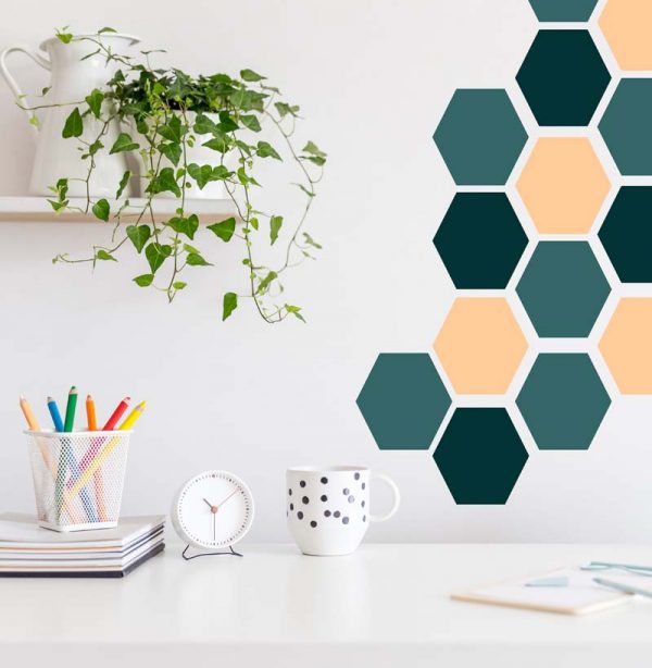 Stickit Designs - Green Hexagon Wall Stickers - Peel and Stick - Shopfox