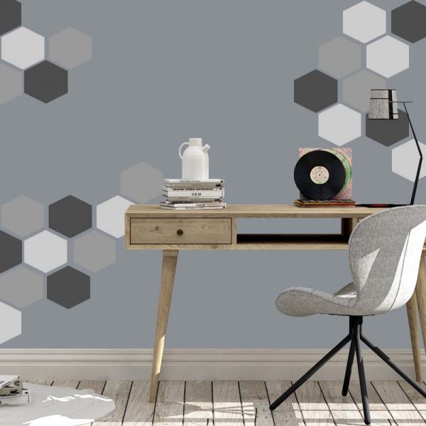 Stickit Designs - Grey Hexagon Wall Stickers - Peel and Stick - Shopfox