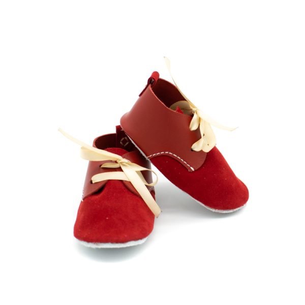 Wander Creations - Leah Baby Shoes - Red Suede & Red - Shopfox