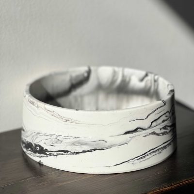 Planter, white marble design, ecoresin, acrylic resin, fruit bowl