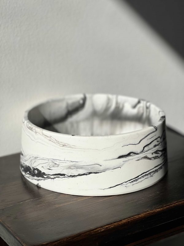 Planter, white marble design, ecoresin, acrylic resin, fruit bowl