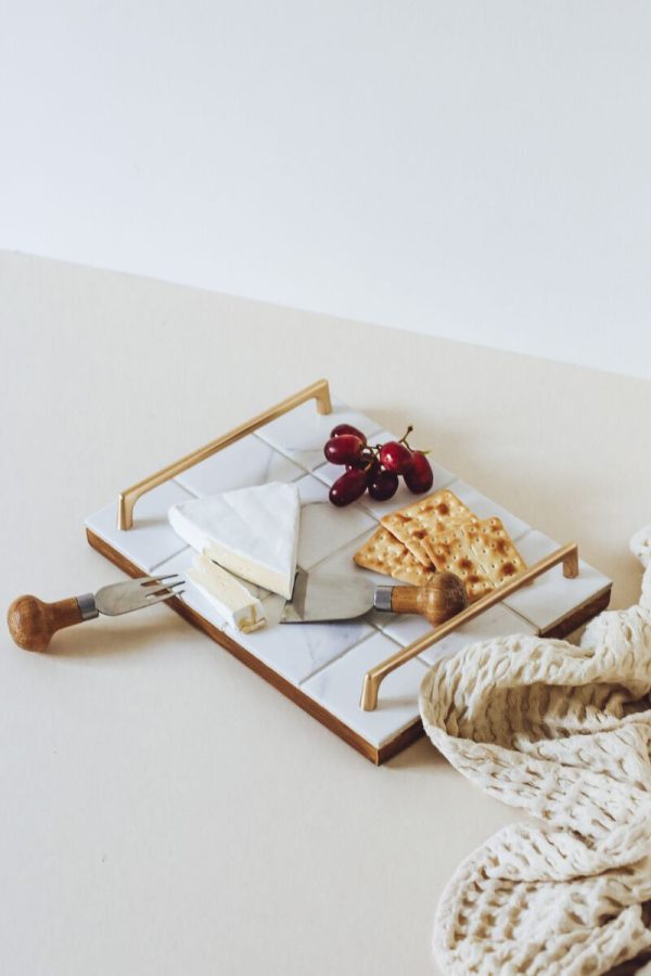 Served Co, Serveware, serving tray, Serving Board, White, Marble, Gold