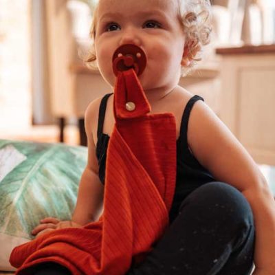 Carter & Me - Ribbed Cotton Pacifier Blankie - Burnt Orange - Shopfox