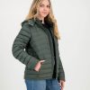 Unisex Packable Puffer Jacket – Wild Forest Green - Side view - Shopfox