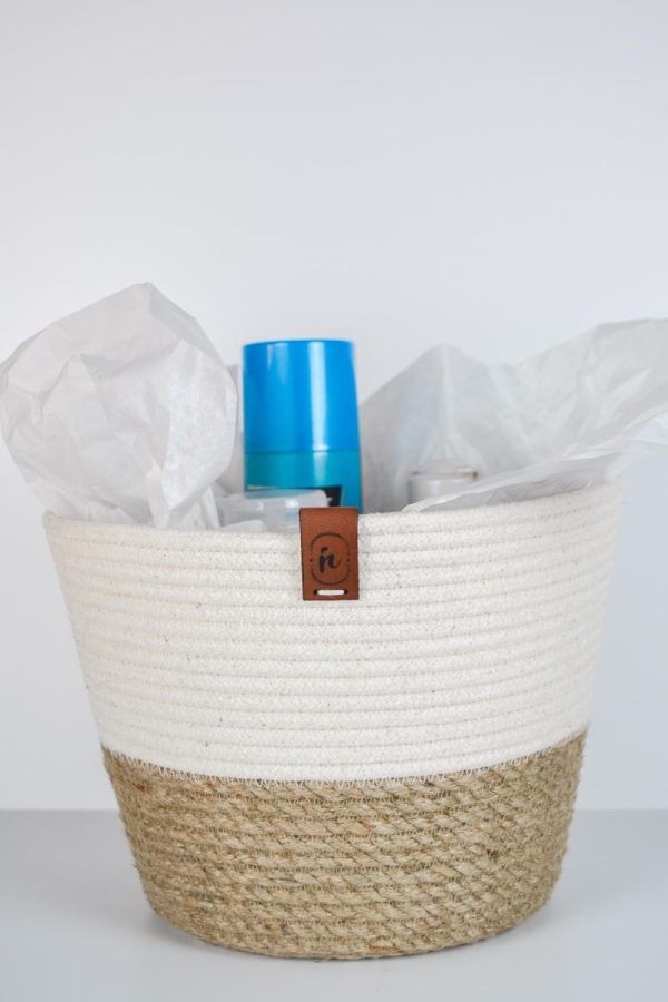 Handmade rope basket can be used for organising your bathroom essentials.